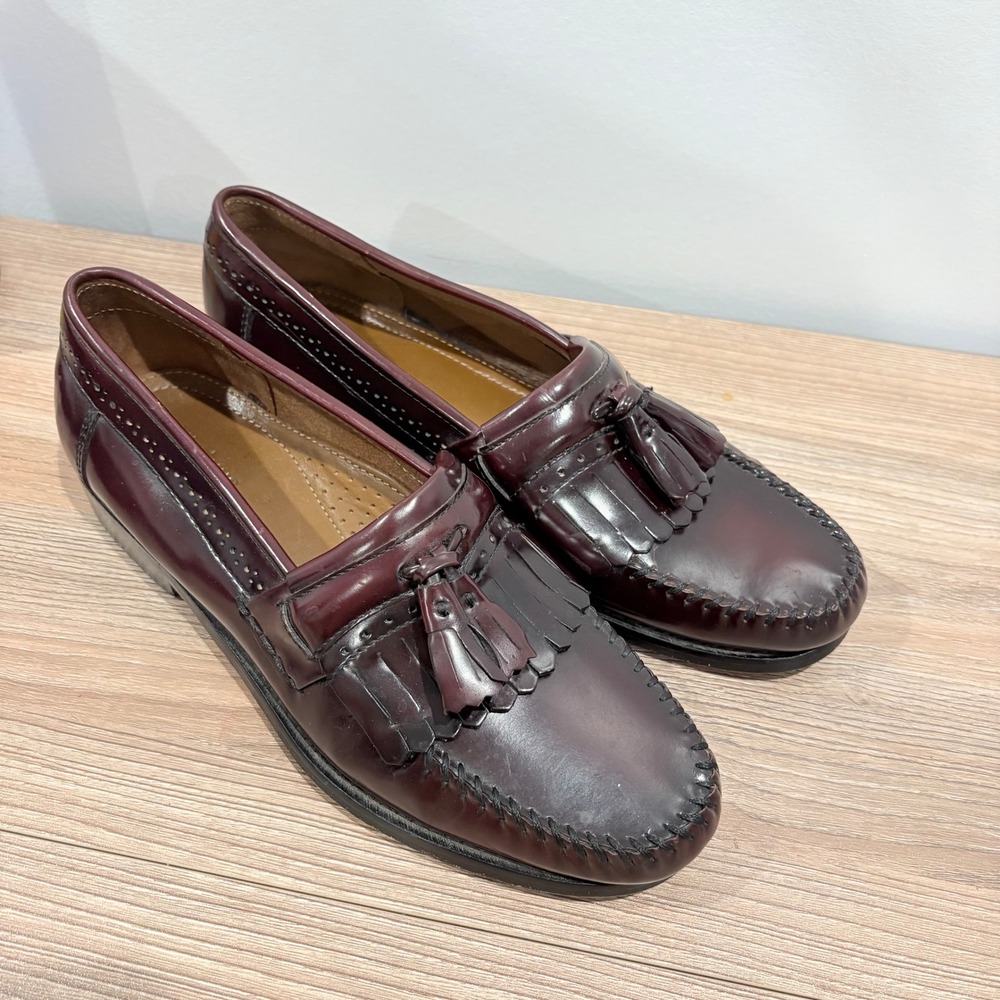 G.H. Bass Weejuns Tassel Kiltie Loafers Mens Burgundy size 8.5 D Leather Dress